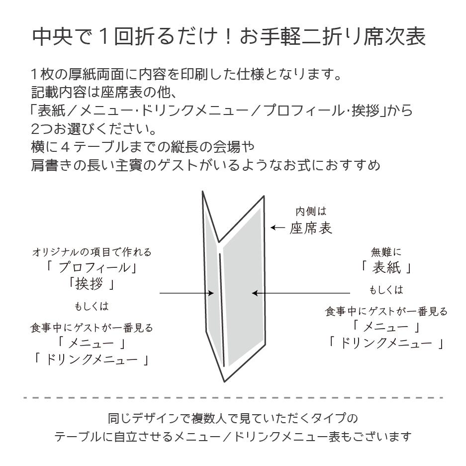 《イラスト変更OK》 縦長二折り 席次表〔B&G〕オリジナリティ溢れる 結婚式 ホワイト アイボリー クラフト | 2枚目