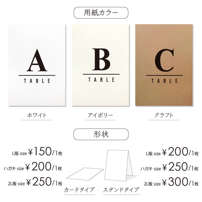 《選べるサイズ》 長方形 テーブルナンバー〔CILO-B〕スタイリッシュ 結婚式 ホワイト アイボリー クラフト | 3枚目