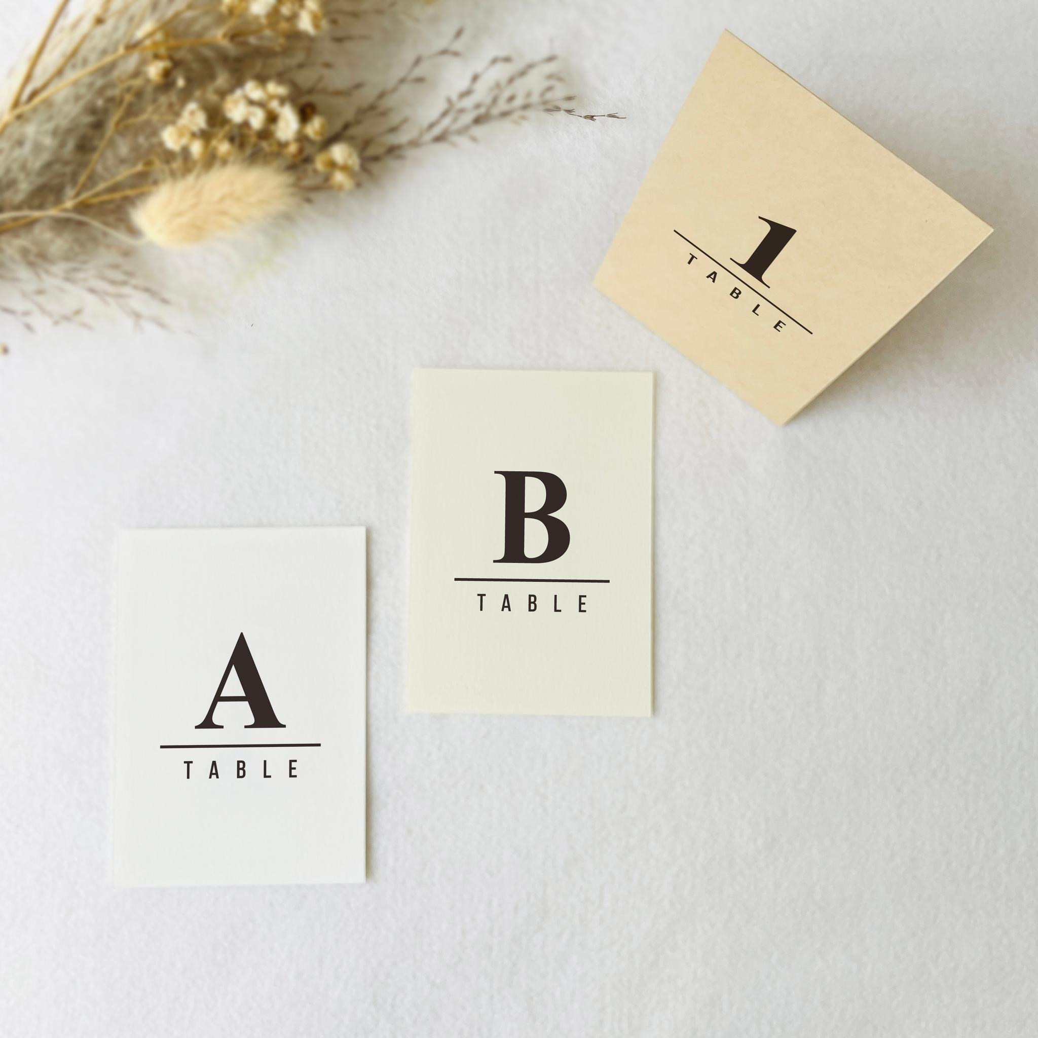 《選べるサイズ》 長方形 テーブルナンバー〔CILO-B〕スタイリッシュ 結婚式 ホワイト アイボリー クラフト1枚目の画像