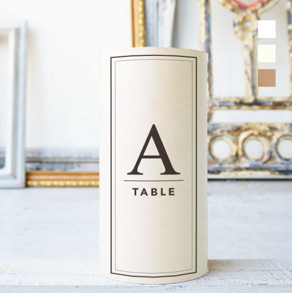 《一体型》 円柱 ドリンクメニュー テーブルナンバー 〔LINA-B〕上品 結婚式 ホワイト アイボリー クラフト1枚目の画像