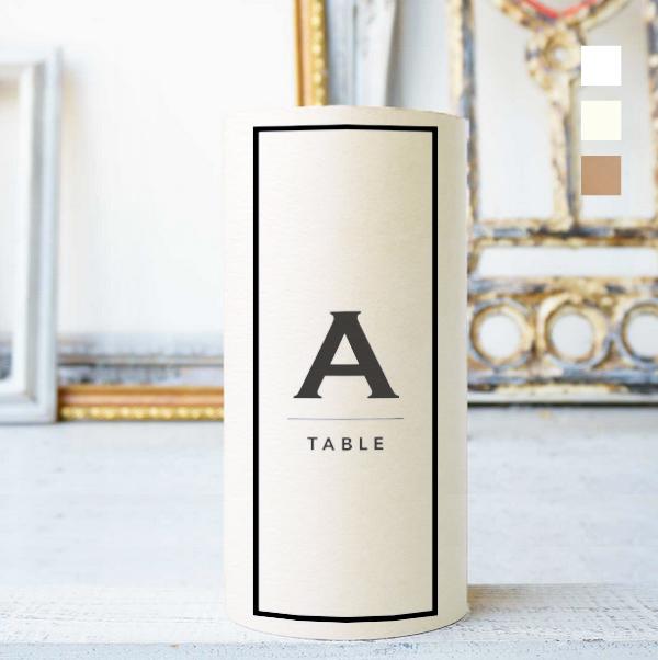 《一体型》 円柱 メニュー テーブルナンバー 〔MALONE-B〕大人カジュアル 結婚式 ホワイト アイボリー クラフト1枚目の画像