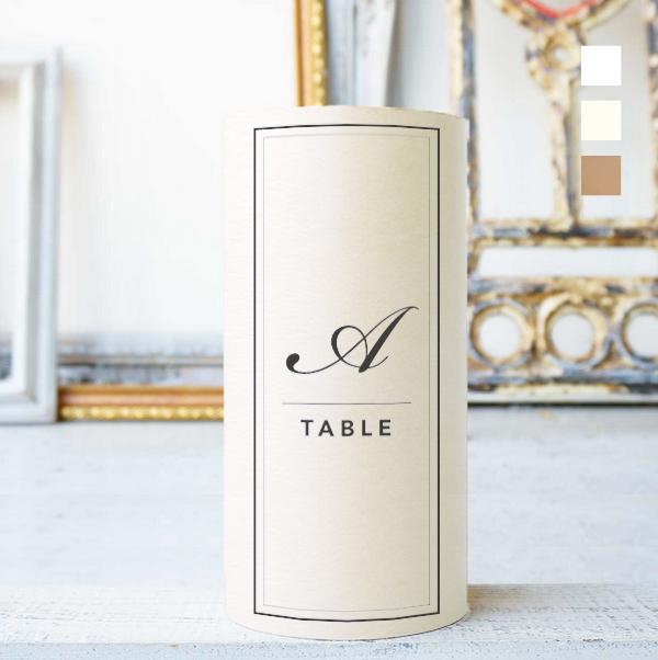 《一体型》 円柱 メニュー テーブルナンバー 〔LINA-H〕上品 結婚式 ホワイト アイボリー クラフト1枚目の画像